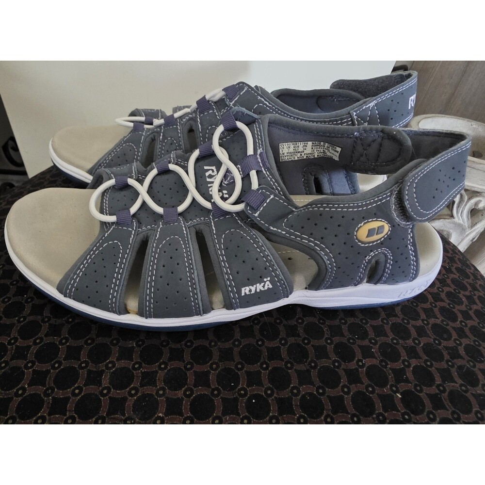 RYKA Women's Grotto BLUE Open-Toe Sport ADJUSTABLE Slingback Sandals Size 9 VguC